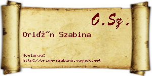 Orián Szabina névjegykártya